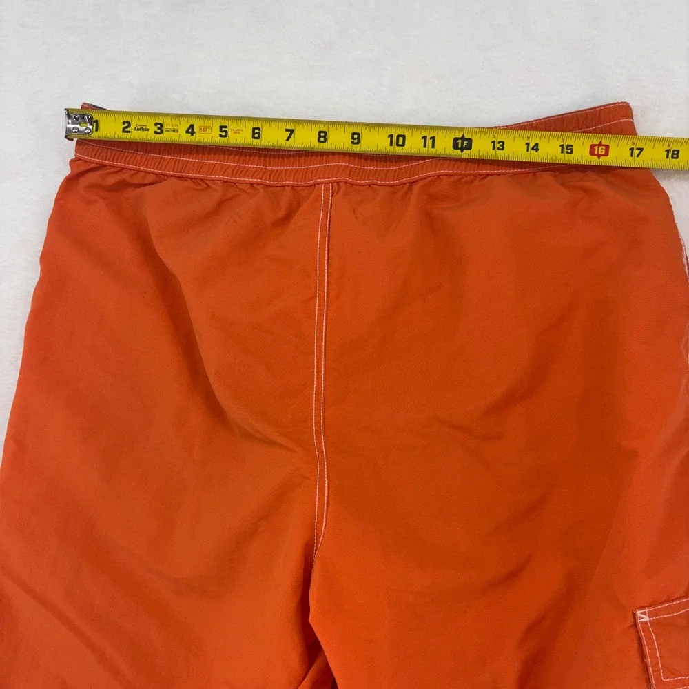 Polo Ralph Lauren Mens Orange Board Shorts Cargo Swim Trunks Size L Pony Logo
